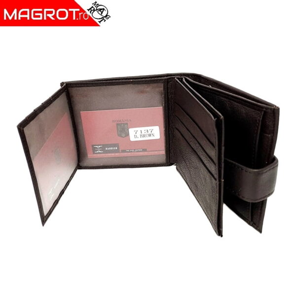Portofel barbatesc, din piele naturala Hassion 7137, maro, Magrot