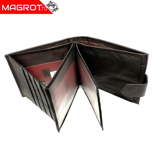 Portofel barbatesc, din piele naturala Hassion 7137, maro, Magrot