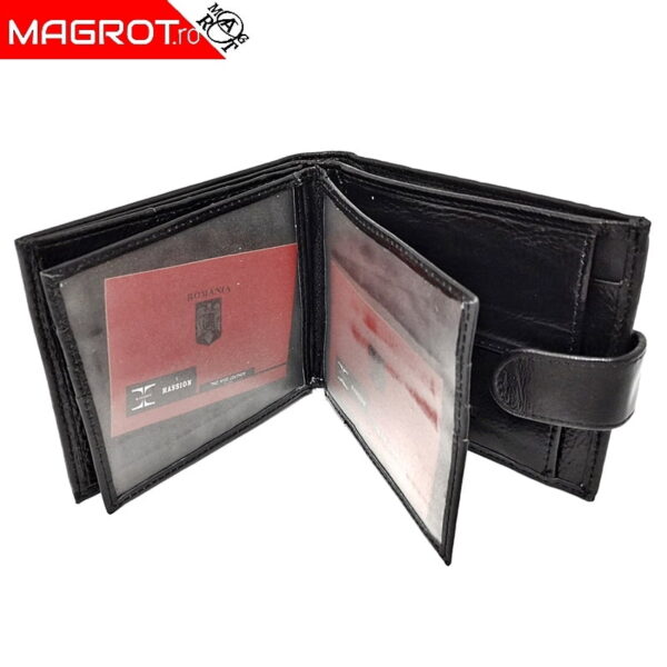 Portofel barbatesc, Hassion 7137, black, din piele naturala