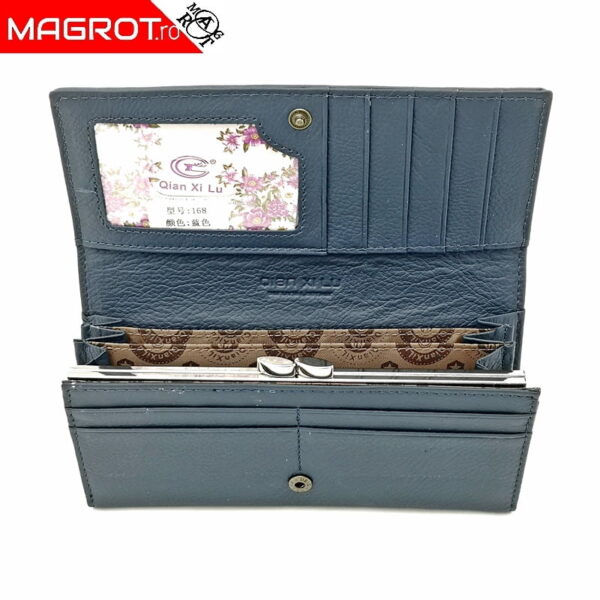 Portofel dama din piele naturala, albastru marin, Magrot shop 13740