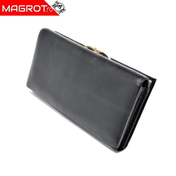 Portofel dama din piele naturala A-03 negru, original Hassion - Magrot 13766