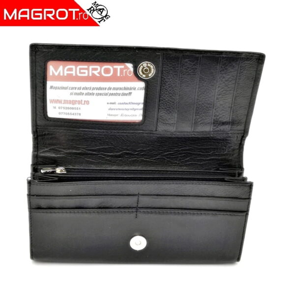 Portofel dama din piele naturala A-03 negru, original Hassion - Magrot 13766