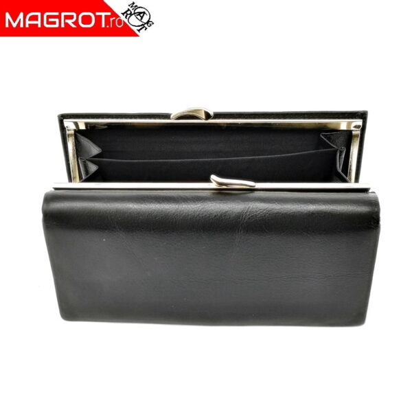 Portofel dama din piele naturala A-03 negru, original Hassion - Magrot 13766