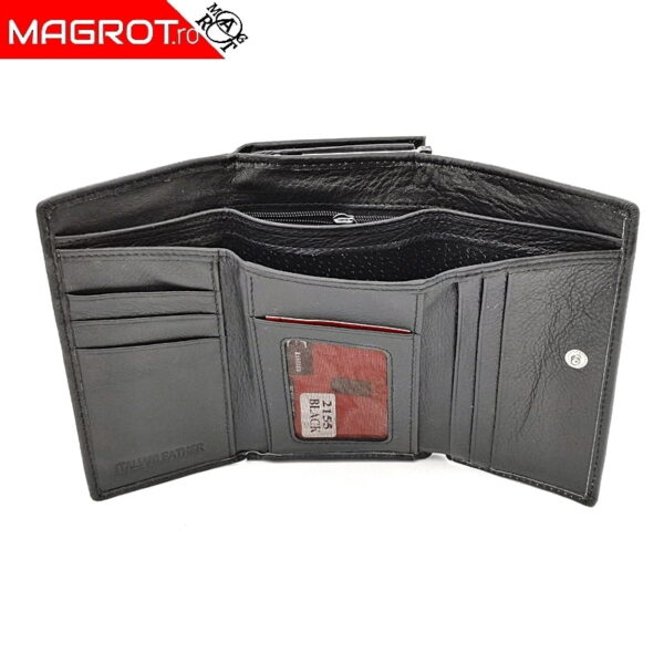 Portofel mic de dama din piele naturala, magrot Hassion, 2155, negru