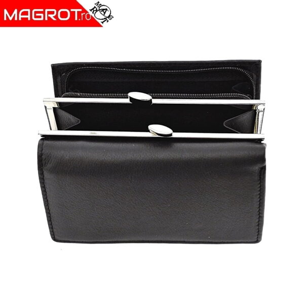 Portofel mic de dama din piele naturala, magrot Hassion, 2155, negru
