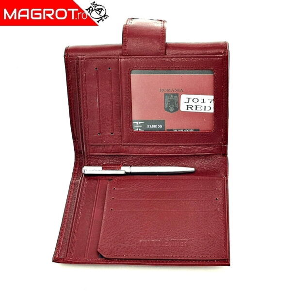 Portofel dama, din piele naturala, Hasssion j017 rosu inchis Magrot 13805