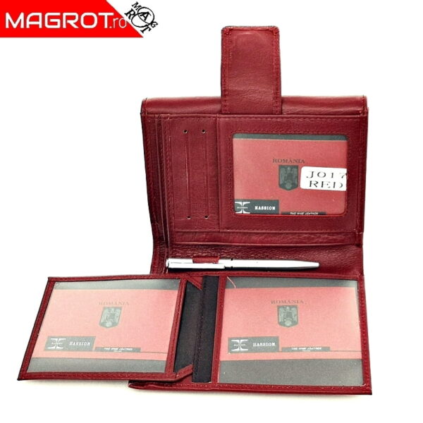 Portofel dama, din piele naturala, Hasssion j017 rosu inchis Magrot 13805