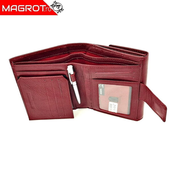 Portofel dama, din piele naturala, Hasssion j017 rosu inchis Magrot 13805