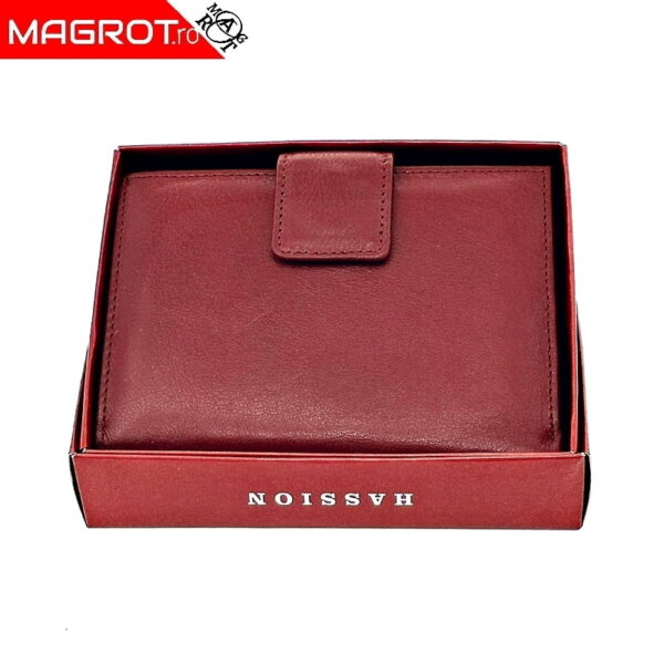 Portofel dama, din piele naturala, Hasssion j017 rosu inchis Magrot 13805