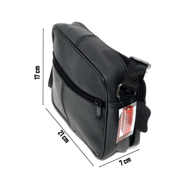 Borseta barbateasca de umar ,din piele naturala, neagra, 21/17 cm, Magrot 13851