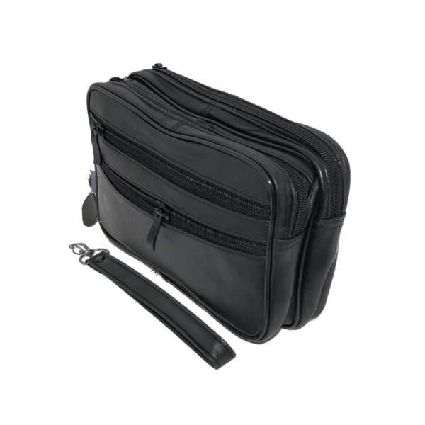 Borsetă Bărbați Neagră din Piele Naturală Netedă,14 x 22 cm, de mana, magrot 8666