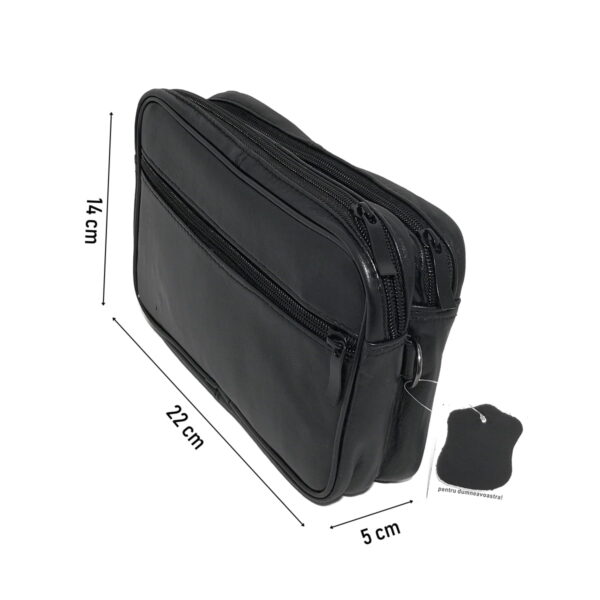 Borsetă Bărbați Neagră din Piele Naturală Netedă,14 x 22 cm, de mana, magrot 8666