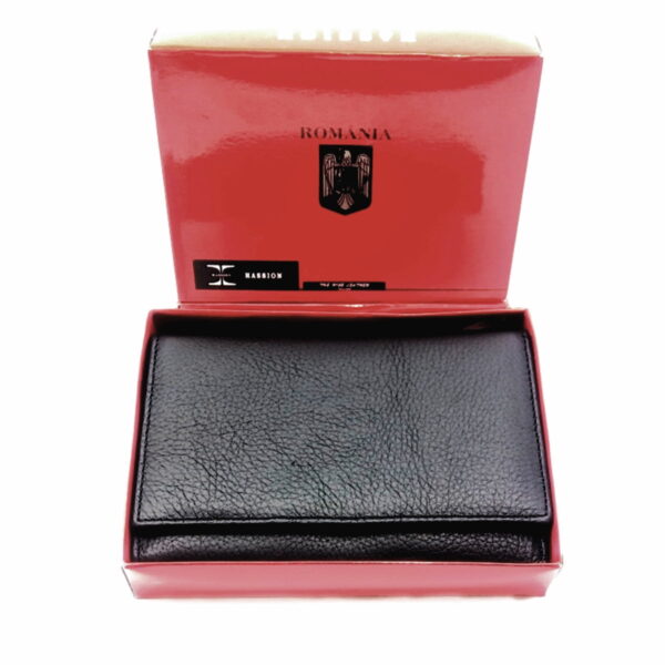 Portofel dama, din piele naturala, magrot, Hassion Z001 negru