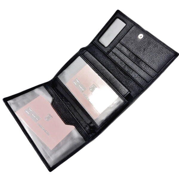 Portofel dama, din piele naturala, magrot, Hassion Z001 negru