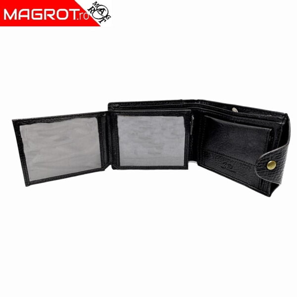 Portofel barbatesc,Shidai, 539 negru, inchidere cu capsa, buzunar exterior