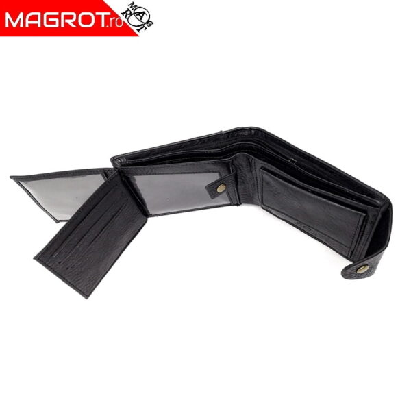 Portofel barbatesc,Shidai, 539 negru, inchidere cu capsa, buzunar exterior