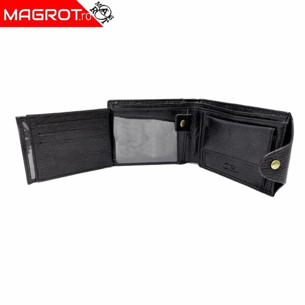 Portofel barbatesc,Shidai, 539 negru, inchidere cu capsa, buzunar exterior