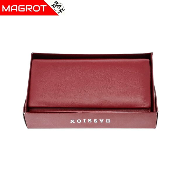 Portofel de dama, din piele naturala, rosu, Hassion A01 Red, Magrot