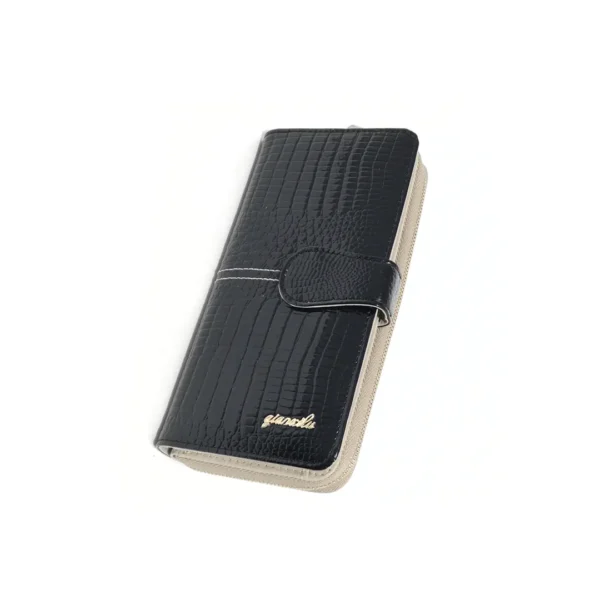 Portofel dama, negru din piele naturala lacuita Eleganță și Refinament cu Magrot 13758