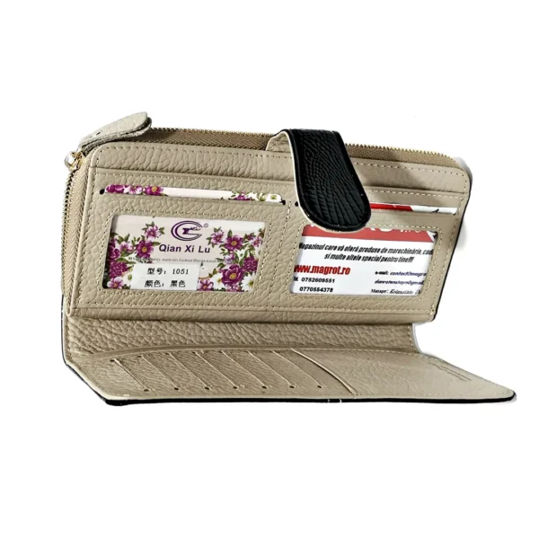 Portofel dama, negru din piele naturala lacuita Eleganță și Refinament cu Magrot 13758