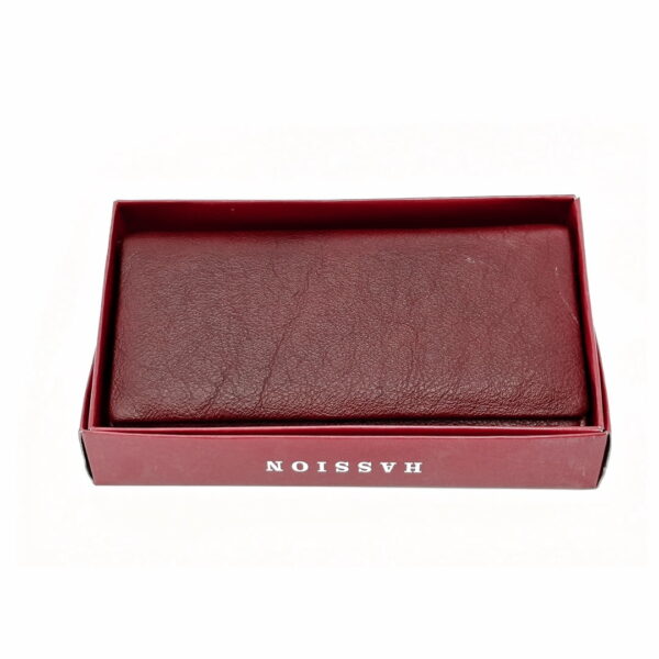 Portofel de dama, din piele naturala, visiniu, Hassion A01 purpleish-red