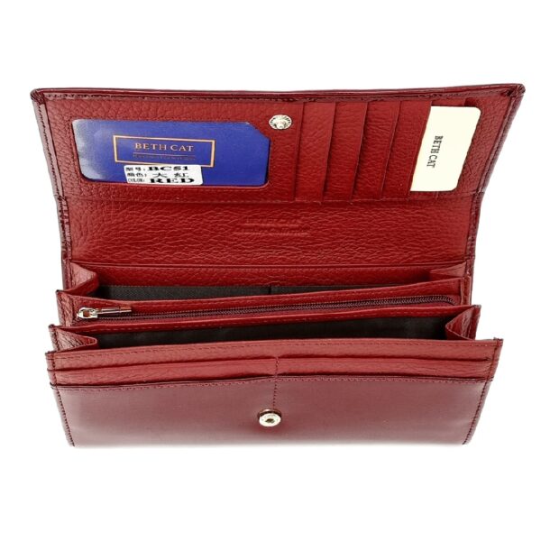 Portofel din piele naturala lacuita, visiniu, Magrot bc51, Magrot 13714